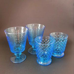 4-pieces Vintage Blue Drinking Glasses